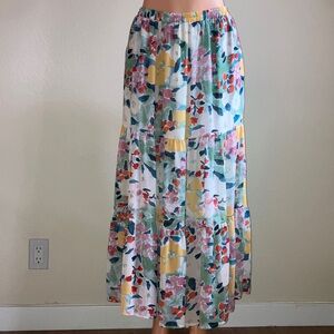 MELLODAY Colorful‎ Floral Tiered Flowy Maxi Skirt